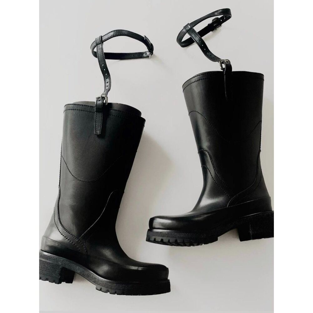 Prada - Leather Rain Boots - Mid Calf - Beautiful Boots - Great Condition!